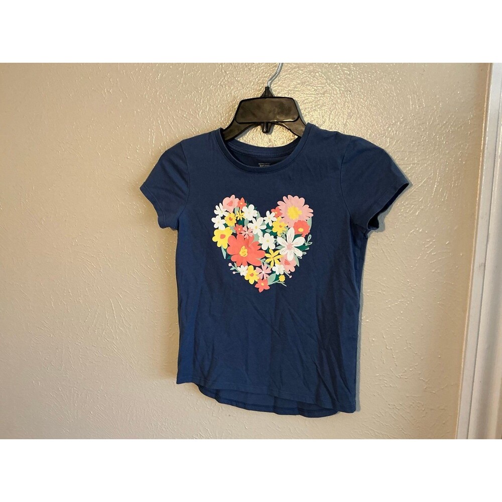 Girl’s Size M(7/8) Short Sleeve Grapic Tee in Navy Blue